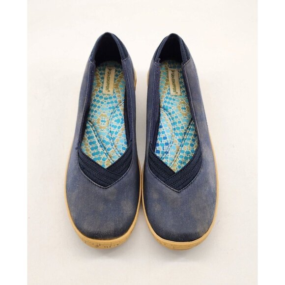 Grasshoppers Women's Ortholite Slip On Wedge Espadrille Shoes Blue/Tan Sz 6.5 M - Picture 2 of 10